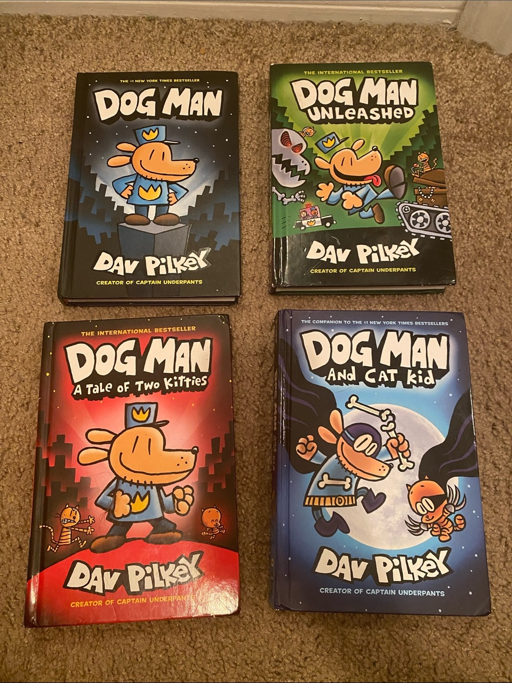 Bundle Dog Man Book Set books 1-4 by - Dav Pilkey Multi-Color Covers